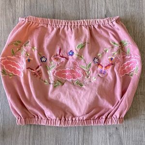 Pink Embroidered Tube Top